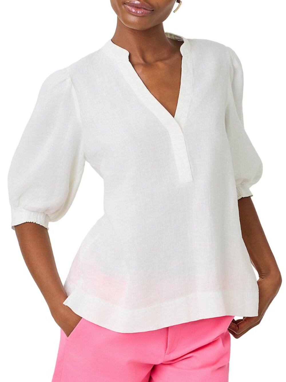 NWOT Lilly Pulitzer Women's Mialeigh Linen Top White Size 2